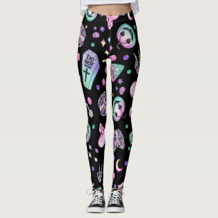 Leggings Afiche y cementerio gótico pastel de Halloween