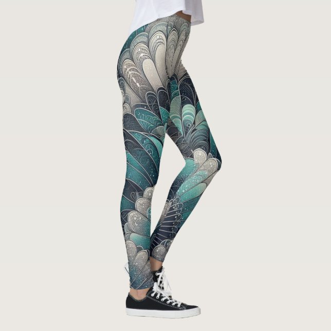 Leggings Aficionados de plata azul Art Nouveau (Derecha)