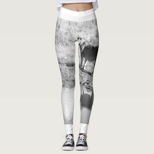 Leggings África - Blanco y negro - Reflexión sobre los leon (Anverso)