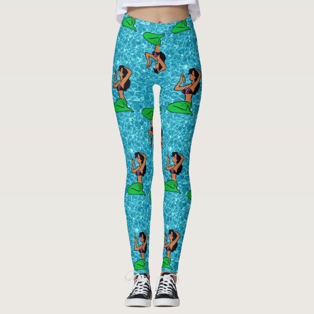Leggings afro latina mermaid océano (Anverso)