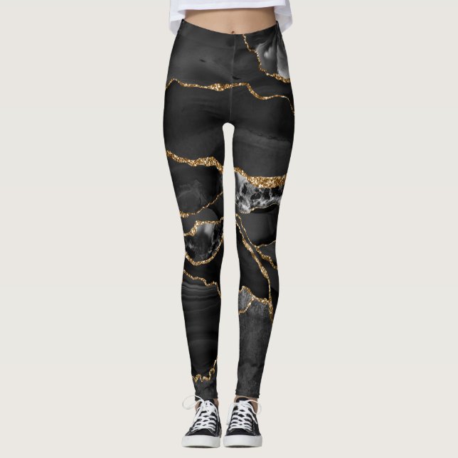 Leggings Agante Purpurina negro y oro (Anverso)