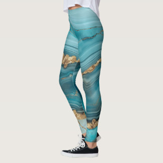 Leggings Agante Purpurina turquesa y dorado