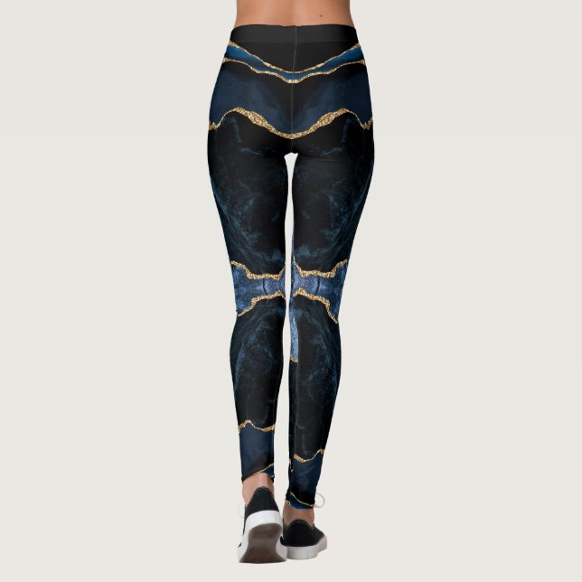Leggings Agate Navy Blue Gold Purpurina Piernas de mármol (Reverso)
