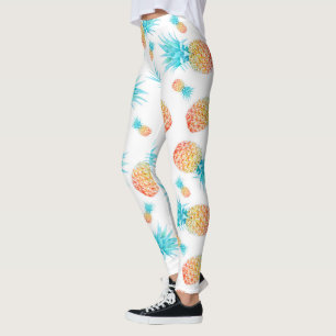 Leggings Agradable patrón de arce de piña tropical de col
