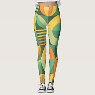 Leggings Agricultura Geométrica Vintage Escandinava