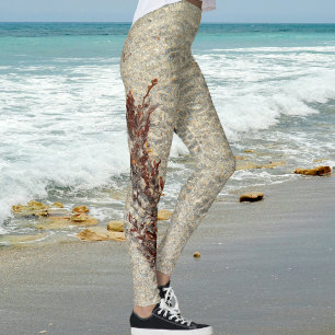 Leggings Agua de arena de playa y algas marinas fotográfica