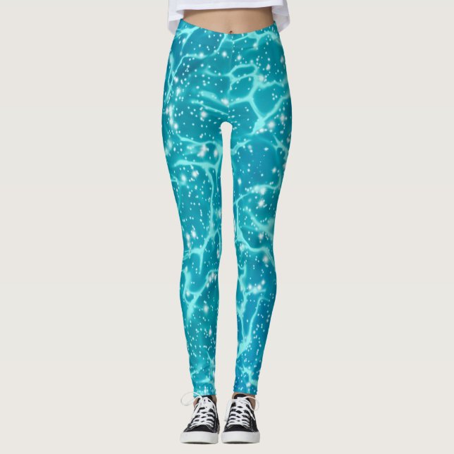 Leggings Agua del Mar Azul con espárragos (Anverso)