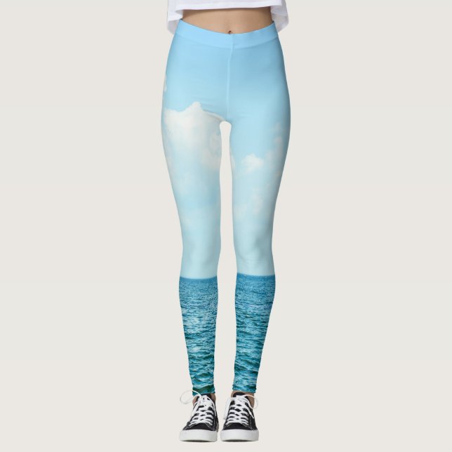 Leggings Agua del océano, cielo azul claro. (Anverso)