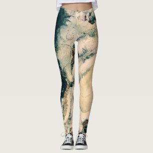 Leggings Agua verde azulada de acuarela cósmica galáctica c