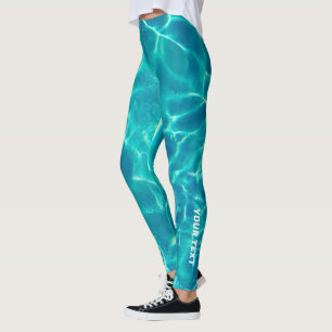 Leggings Agua verde azulada, personalización de texto blanc