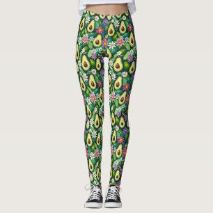 Leggings Aguacates juguetones con abejas y flores