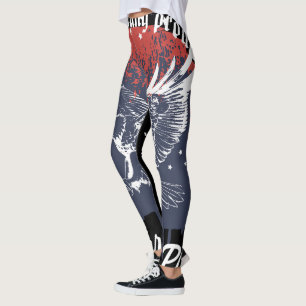 Leggings Águila Americana Patriótica Roja y Azul