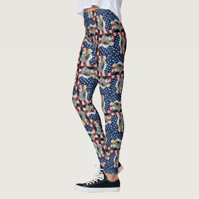 Leggings Águila calva y patriota de bandera estadounidense (Izquierda)