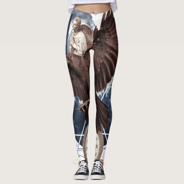Leggings Águila voladora con otros elementos de collage (Anverso)