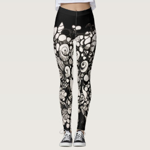 Leggings Agujas de mar en blanco y negro