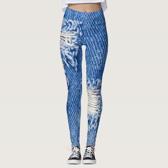 Leggings Agujero, vaqueros de denim, textura despedazada (Anverso)