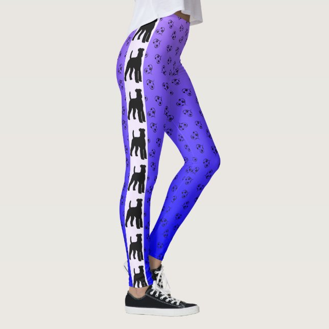 Leggings Airedale Terrier Silhouette Blue Purple Ombre (Derecha)
