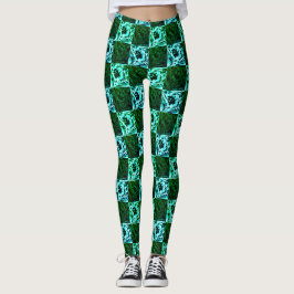 Leggings Ajedrez azul verde y cielo o cian, con rectángulo
