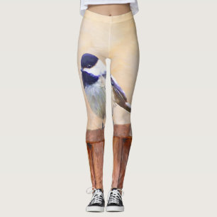 Leggings Ajedrez sobre pintura de aves original