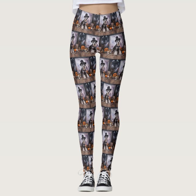 Leggings Alarma de Halloween en las calabazas de Schnauzer  (Anverso)