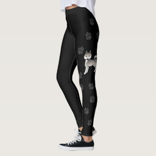 Leggings Alaskan Klee Kai gris y blanco Perro y patas linda