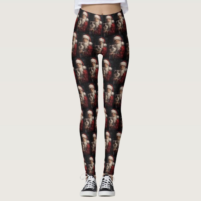 Leggings Alaskan Malamute con Navidades de Santa Claus (Anverso)