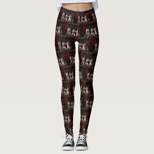 Leggings Alaskan Malamute junto a los Navidades de la chime (Anverso)