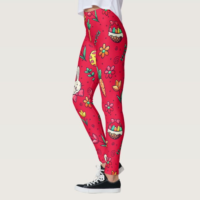 Leggings Alegramientos Vivid Red Easter Pattern (Izquierda)
