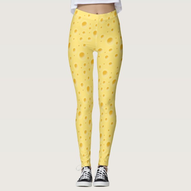 Leggings Alegre amarillo pálido del queso suizo (Anverso)