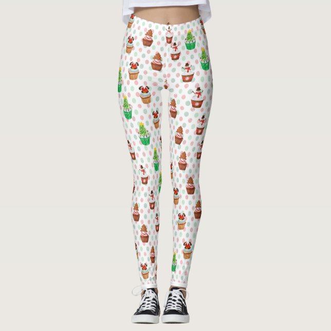 Leggings Alegres pasteles festivos sobre puntos de polka ve (Anverso)