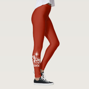 Leggings Alegría de la escena de la natividad al mundo rojo