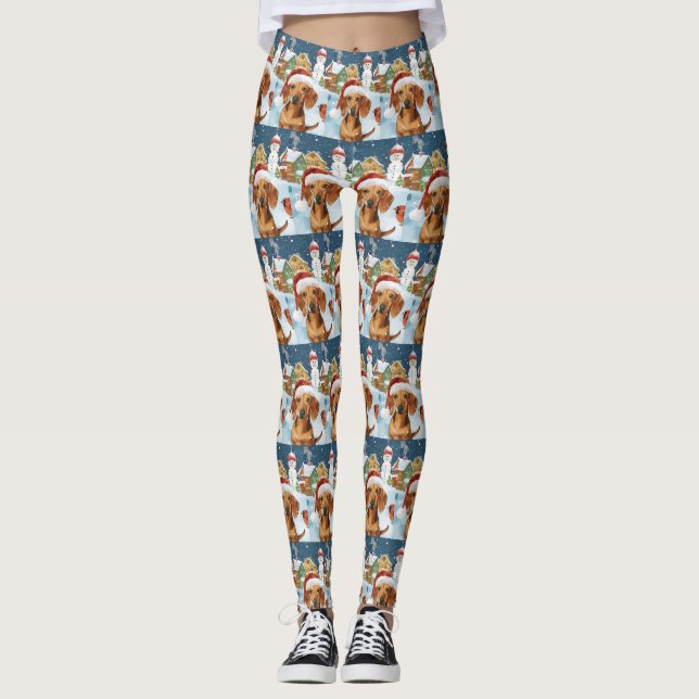 Leggings Alegría de los Navidades de Invierno de Dachshund (Anverso)