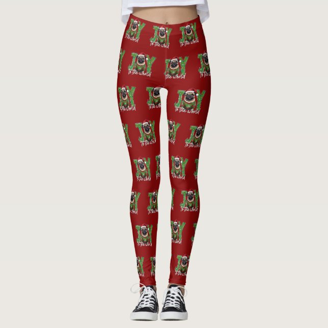Leggings Alegría Para Los Navidades Del Mundo Pug Santa (Anverso)