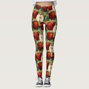 Leggings Alfabeto botánico rojo del oro de Apple
