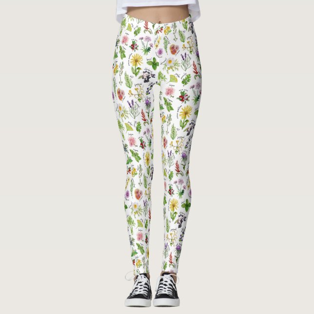 Leggings Alfabeto de las plantas y de las hierbas (Anverso)