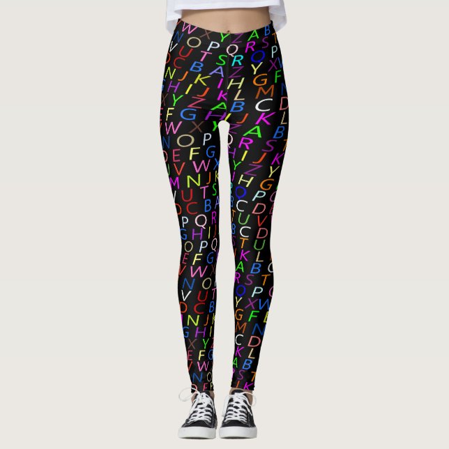 Leggings Alfabeto de piernas negras (Anverso)