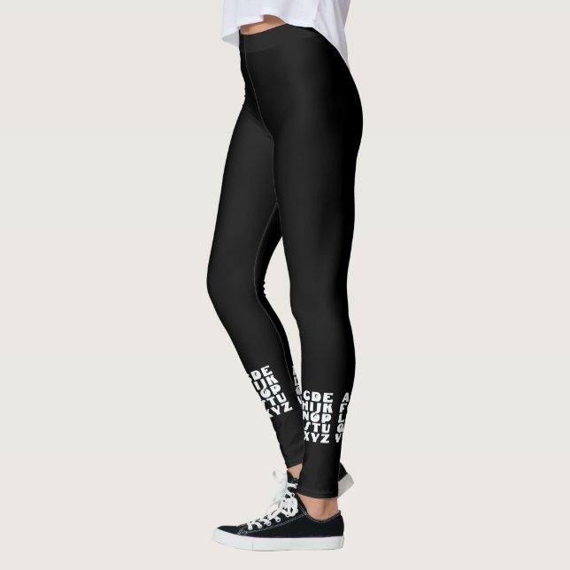 Leggings Alfabeto Negro Blanco  (Izquierda)