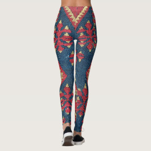 Leggings Alfombra Turca Kilim Tapete Antiguo Rojo Azul