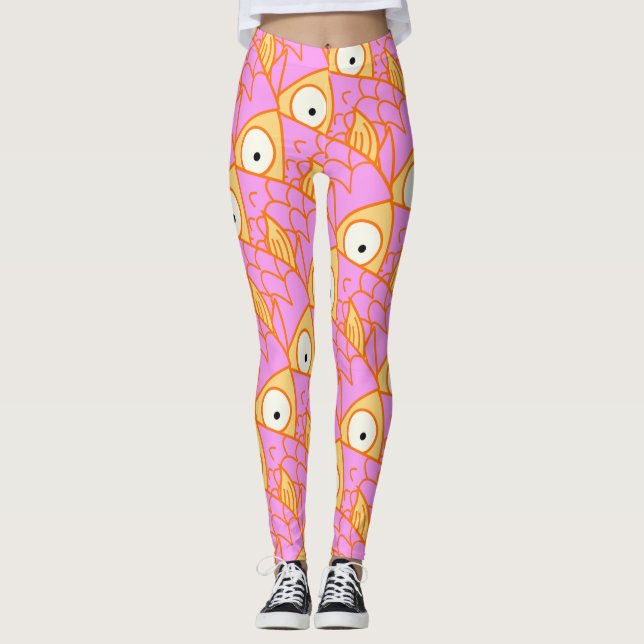 Leggings ¡Algo sospechoso! bonito pez rosa artístico (Anverso)