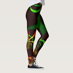Leggings Algunas hierbas verdes y curvas amarillas de color
