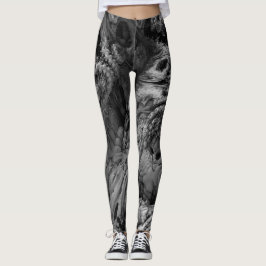 Leggings Alien World Fractal Black And White