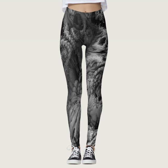 Leggings Alien World Fractal Black And White (Anverso)