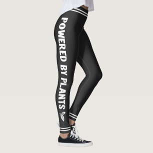 Leggings Alimentado por plantas Vegan rayas blancas mínimas