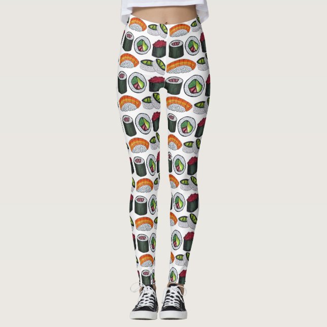 Leggings Alimentos japoneses Japón Sushi Nigiri Roll Foodie (Anverso)