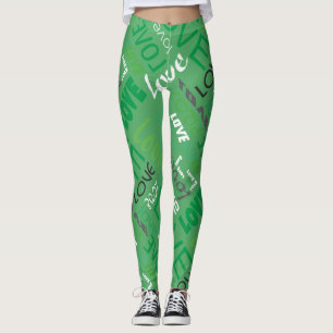 Leggings Alive Green Gallery Love Words Art