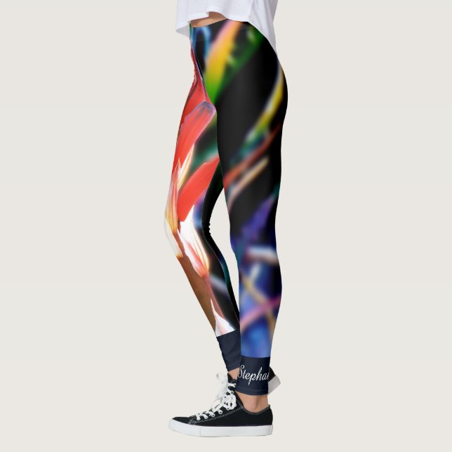 Leggings Aloe Naranja Rojo en nombre personalizado azul de  (Izquierda)