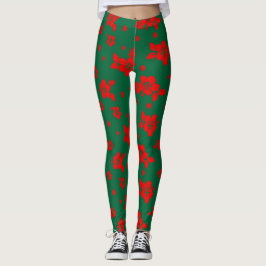 Leggings Aloha Hawaii rojo sobre el patrón de los Navidades