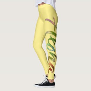 Leggings Aloha - Letras tropicales - Naturaleza Amarillo Ha