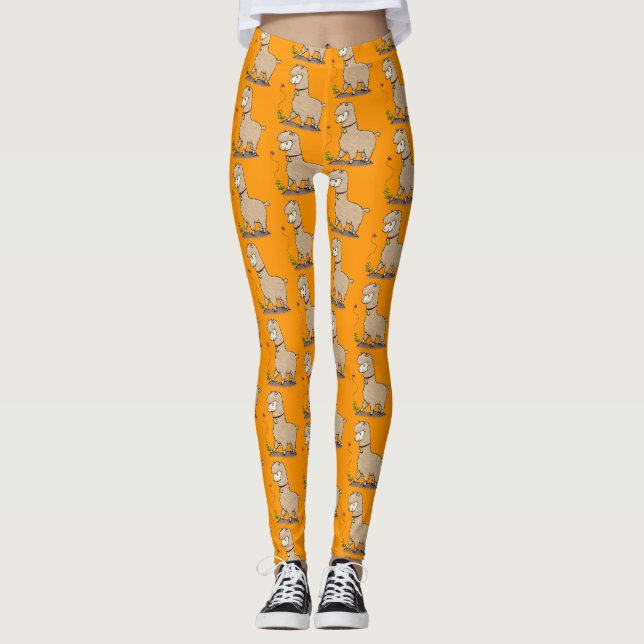 Leggings Alpaca feliz con personalizado de mariposa (Anverso)