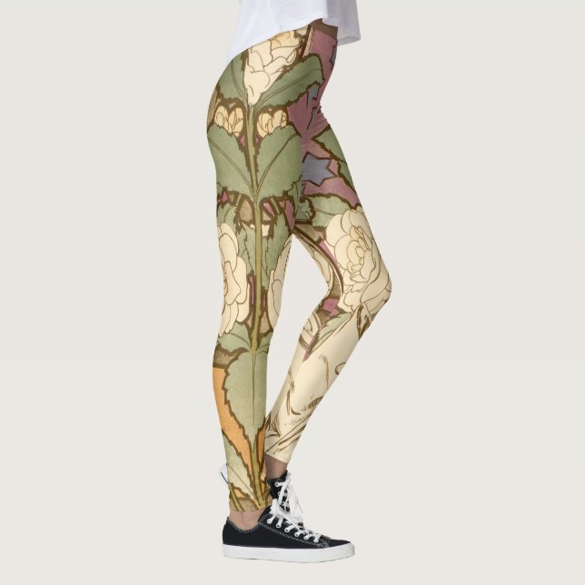 Leggings Alphonse Mucha Elegant Art Nouveau Stars Camellia  (Derecha)